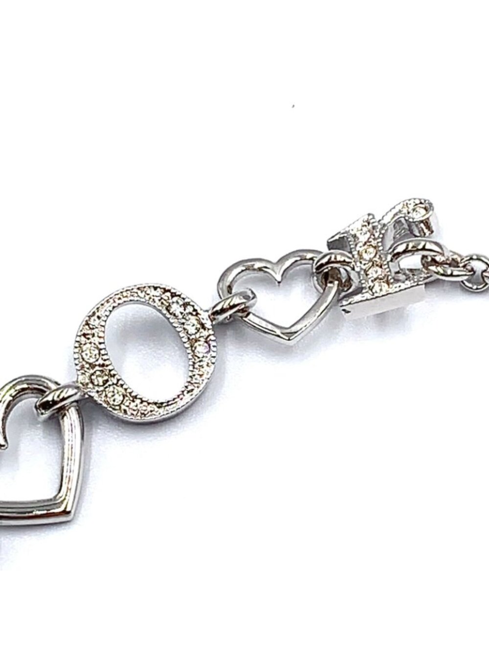 ★SOLD★ Dior Logo Heart Metal Line Stone Silver Necklace - Picture 10 of 12